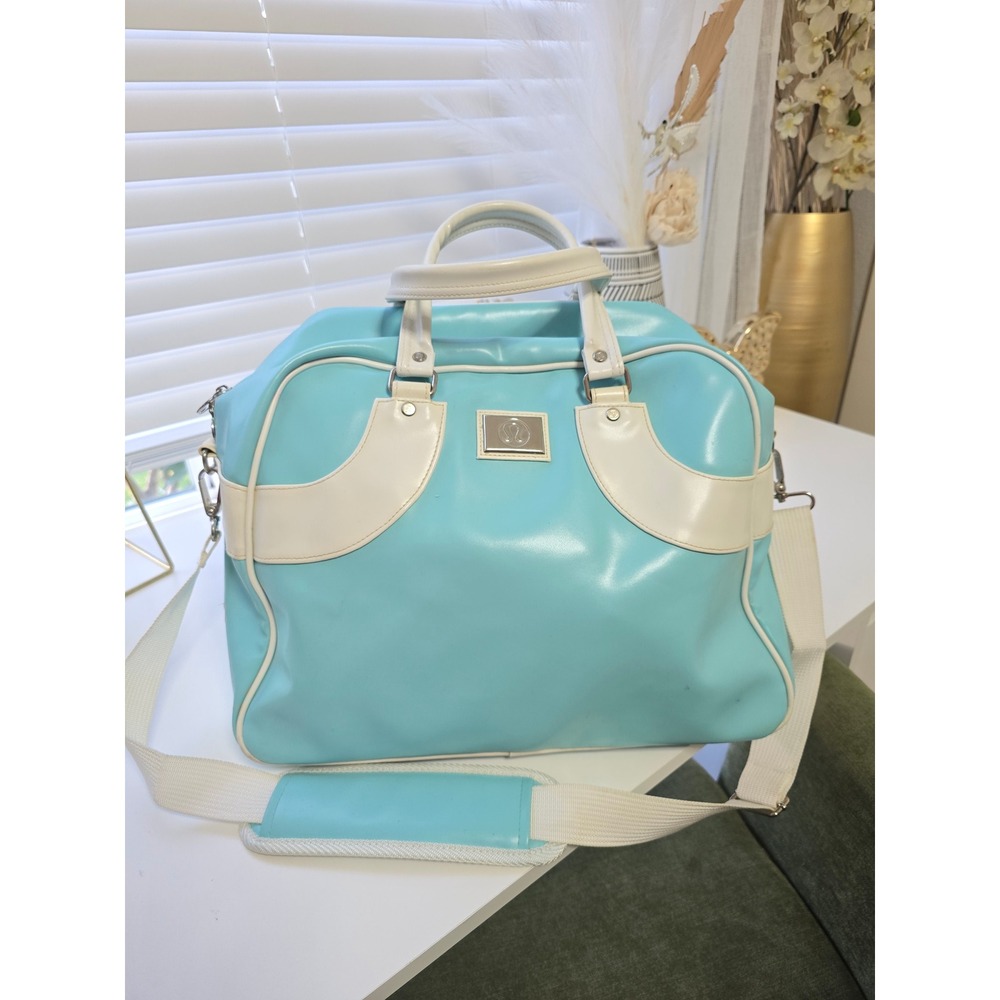 Lululemon VINTAGE Weekend Bowler Bag Blue White Floral Lining EXTREMELY RARE
